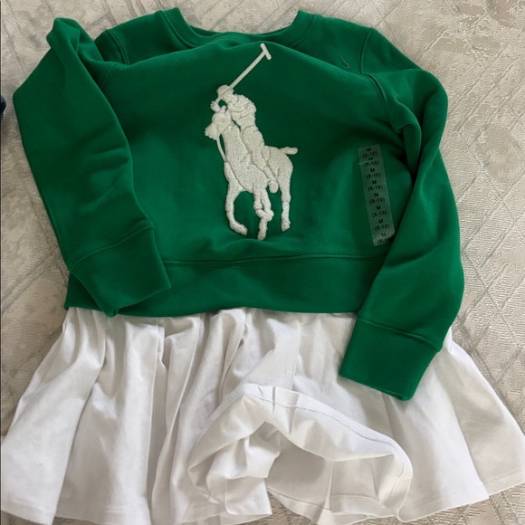 Green Polo Kids Shirt with White Accents - Picture 5 of 7